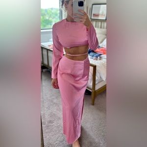 PEPPERMAYO PINK SATIN SKIRT SET
